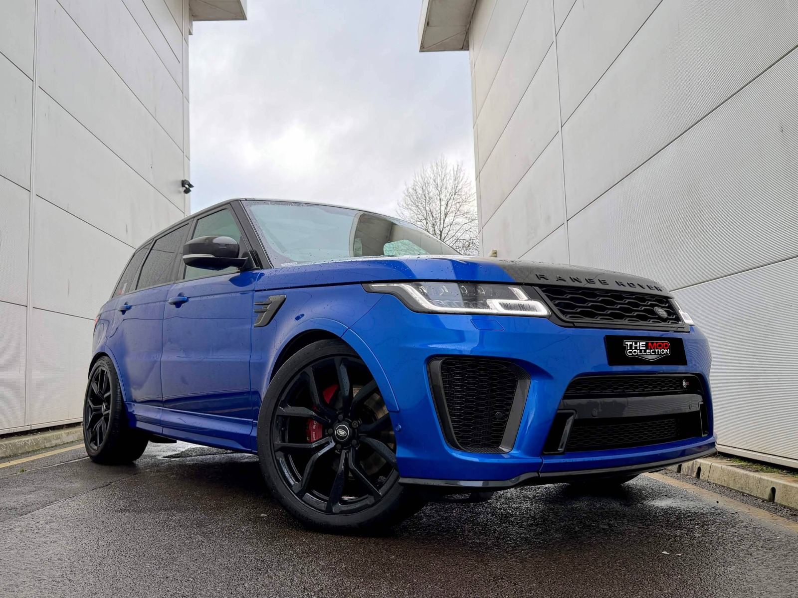 Blue Range Rover Sport SVR performance SUV